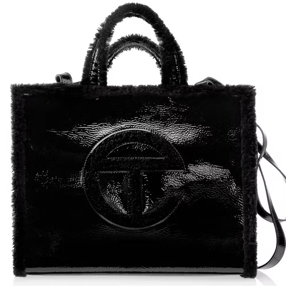 Telfar UGG Crinkle Black Medium Shopper Tote